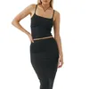 Canotte da donna Canotte estive da donna Crop Cami Top tinta unita con cinturino per spaghetti senza maniche scollo quadrato Canotte Streetwear