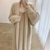 女性のための白い長いカーディガン冬の服編みふわふわした長袖カシミアセーターコートclotkoreanスタイル暖かいヴィンテージ240112