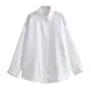 Zach Ailsa Ранняя весна женская повседневная универсальная рубашка-поло с длинными рукавами белая полосатая рубашка из поплина с контрастными вставками 240111