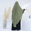 Vêtements ethniques 2 couches longues niqab mousseline de soie Khimar Ramadan EID femmes musulmanes robes islamiques cravate instantanée hijab voile vêtements