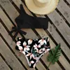 Women's Swimwear Sexy Bikinis 2022 Women New One Shoulder High Waist Swimsuit Bandage Bathing Suits Beach wear Biquini Female YQ240112