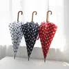 Guarda-chuvas Polka Dot Guarda-chuva Chuva Mulheres Elegante Luxo Curvo Lidar Com Guarda-chuva Longo Proteção UV Viagem Golf Sol Guarda-sóis Parasol YQ240112