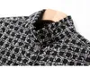 Runway Designer Plaid Tweed Jacket Autumnwinter Vintage Luxury Turn Donw Collar Loose Coat Women Clothing 240112