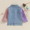 Jassen 1-5Y Kinderen Denim Jas Peuter Contrasterende Kraag Lange Mouw Revers Button Down Jassen Jongens Meisjes Lente Herfst Kleding Bovenkleding