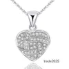 Shape Heart Pendant Necklace S Sier Plated Full Diamonds Stone Women Girls Lady Wedding Jewelry