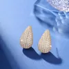 Brincos micro incrustados de cristal espumante gota de água brincos de orelha joias de luxo femininas