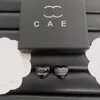 Boucles d'oreilles en forme de cœur noir pour femmes, boîte élégante, cadeau classique avec timbre, bijoux de haute qualité, Boutique