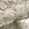 100% algodão pequeno floral impresso rendas plissado conjunto de cama simples flor fresca única capa edredão roupa fronhas 240112