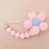 Cute Floral Baby Pacifiers Leashes Chain Newborn Products Pacifier Proof Clip Baby Silicone Bead Flower Pacifier Clip Lanyard