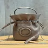 Design: Luxuriöse Mini-Eimertasche, Umhängetasche, Mini-Tasche mit Kordelzug und Staubbeutel