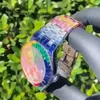 Luksusowy projektant diamentów Rainbow Big Stones Square Moissanite Watch Pass Test Męs