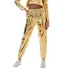 Women's Pants Women Shiny Reflective Stretchy Faux Leather Patent Trousers Lady Club Dance Party Y2K Streetwear