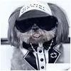 Moda impressa cão boné designer ajustável sunhat teddy schnauzer ao ar livre p o chapéus ornamentos de cabelo entrega gota dh89e