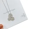 Desginer Clover Edition Fanjia Necklace Women's Four Leaf Grass Full Diamond Light Eregance Clavicle Chain High Sens