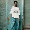 Herr t -skjortor uprakf streetwear överdimensionerade män sommar bomullsgrafisk tryck dropp axel kort ärm tees hip hop kort stil