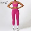 MyZyQg Женский двусторонний комплект из двух предметов для йоги Tight Push-up Tight Sports Pilate Underwear Бег Фитнес Жилет Брючный костюм 240112