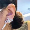 Vivianism Westwoodism örhängen örhängen av drottning Mor Ansey Full Diamond Saturnörhängen Fransk designkänsla Saturnörörhängen rak