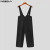 Men's Jeans 2023 Men Jumpsuits Solid Oversize Korean Sleeveless Streetwear Straps Rompers Fashion Casual Men Wide Leg Overalls S-5XLL240111