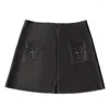 Skirts European Station High Waist Bubble Leather Sheep Skirt A Shaped Half Short