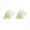 Stud Earrings Sterling Silver S925 Sparkling Silicone Earplugs Fashion Geometric Square Star Zircon Ladies