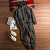 Men's Jeans Summer Men Jumpsuit Hooded Long Sleeve Multi-Pocket Beam Feet Overalls Streetwear Clothing Cargo Pants Hip Hop Black TrousersL240111