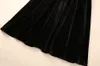 2024 Spring Black Contrast Color Ribbon Tie Bowknot Dress Short Sleeve Lapel Neck Sequins Knee-Length Casual Dresses A4J09