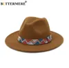 Buttermere sombrero kobiety wełna vintage Trilby poczuła khaki fedora hat szeroko brzeg elegancka elegancka lady jesienne jazz czapki chapeau2386782