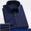 Camicia elegante basic tinta unita Big Plus Size 7XL 8XL Manica lunga da uomo Camicie da lavoro da ufficio formale grigio blu da lavoro formale standard-fit 240112