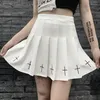 Spódnice Gothic Punk Mini Ladies Cross Cross Plisted Squirt Dark Style Club Party Streetwear Cosplay