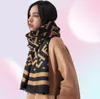 Bow Ties 2021 Imitation Cashmere Scarf Female Autumn Winter Warm Printing Champagne Gold Elegant Celebrity Shawl9995378