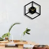 Horloges murales acrylique hexagone horloge noir muet suspendu décor à la maison