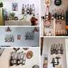 Iron Wine Rack Wall Hanging Creative Bottle Holder Industrial Style Support 5 Bottles Bar Home Counter 240111