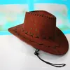 Casual Western Cowboy Hat Hat Hat Cowgirls Child Kapelusz sztuczny zamsz szeroko rozbijanie Halloween mężczyzn Kapelusz 240111