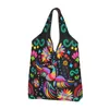 Sacs à provisions mignon imprimé mexicain Otomi fleurs Amate fourre-tout Portable Shopper épaule Mexique Textile sac à main