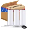Top Seller USA Can Warehouse 20 Oz Mugs Straight Blanks rostfritt stålkopp dubbelväggad 20 oz sublimering tumlar med halm 0112