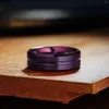 Обручальные кольца, модные 8 мм, фиолетовые кольца из нержавеющей стали для мужчин и женщин, цветные матовые кольца со скошенными краями, ювелирные изделия