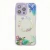 Luxe bloemenpatroon mat hoesje voor iPhone 14 13 15 Pro Max 14 Pro schokbestendig magnetisch opladen ijzeren ring mat telefoon achterkant bumper hoesjes 30 stuks