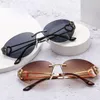 Solglasögon mode Rimless Y2K Women Men Trendy One Piece Goggles Sun Glasses Punk Rectangle Sports Shades Gereglasses