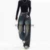 Damen Jeans Hosen Capris 2023 Neu für Frauen Hohe Taille Gerade Lose Retro Straße Casual Y2K Mode Hip Hop Baggy Breites Bein