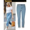 Kvinnor Jeans Autumn and Winter Station Pants Europe USA Plus Size Fashion Denim Slacks Straight Leg 0,5 kg Drop Delivery Otpfy