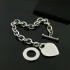 Kettingen Mode en Armbanden Roestvrij Staal T Letter Perzik Hart Zilver Buitenlandse Handel Dames Liefde Ketting Hanger voor Vrouw Q3G9