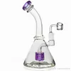 Base per bicchiere narghilè Bong Spirale viola perc Pipa da fumo Inebriante Vetro Olio Rigs Bong d'acqua Gorgogliatore con banger da 14 mm