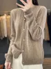 Ull cardigan womens kläder o-hals tröja mujer långärmad topps stickor koreansk modestil i ytterkläder virkning 240112