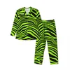 Herren-Nachtwäsche, Pyjama, Mann, grüner Tiger, Linien, Freizeit-Nachtwäsche, Tierdruck, 2-teilig, lässig, lockere Pyjama-Sets, Langarm, Übergröße, Zuhause