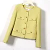 Coat Women Winter Jacket Autumn and Korean Womens Singlebreasted Highquality Chic Tweed Retro Top 240112
