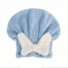 Cute Bowknot Decor Shower Cap Microfiber Dry Hair Towel Bandana Thickened Water Absorbent Drying Hair Cap HZ0098