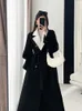 2024 Winter Korean Fashion Warm Artificial Wool Coat Retro Double Chest Jacket Loose Patch Work Cashmere Coat 240112