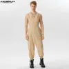 Men's Jeans 2023 Handsome Men's Solid All-match Cargo Pants Jumpsuits Streetwear Male Hot Sale Chain Connection Design Rompers S-5XLL240111