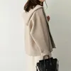 Wełniany płaszcz z kapturem Krótka wiosenna jesień Koreańska wersja luźna moda moda swobodny wełniany kurtka 240111