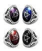 4 färger sten med vintage stjärnringar för män pentagram mode smycken titanium stål ring manlig retro stil punk rock finger rin1009962